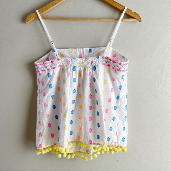 Lilly Pulitzer Byrde Top, Embroidered with Pom-Pom Hem, Adjustable Straps, XS - Picture 9 of 11